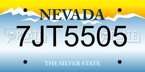 7JT5505 Nevada License Plate