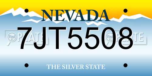 7JT5508 Nevada License Plate