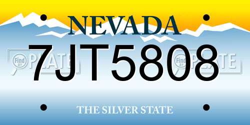 7JT5808 Nevada License Plate