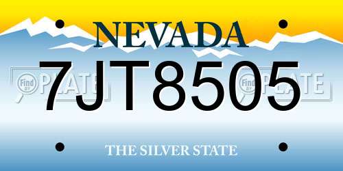 7JT8505 Nevada License Plate