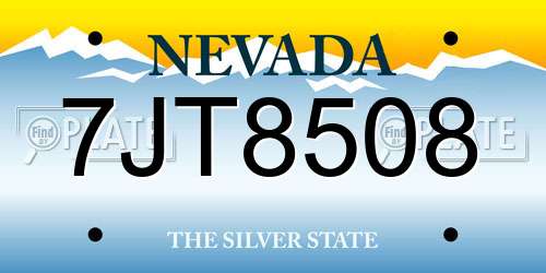 7JT8508 Nevada License Plate