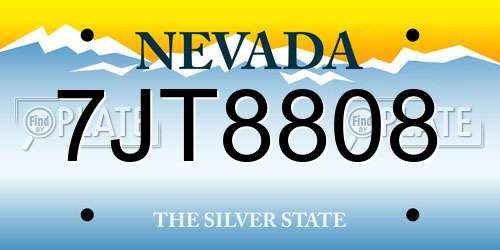 7JT8808 Nevada License Plate