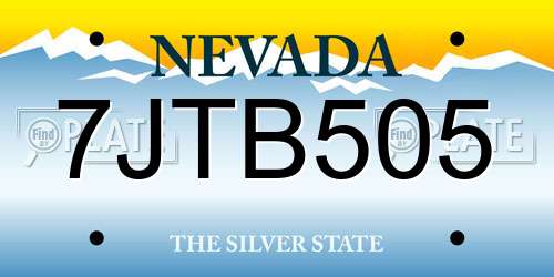 7JTB505 Nevada License Plate
