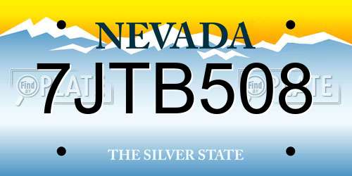 7JTB508 Nevada License Plate