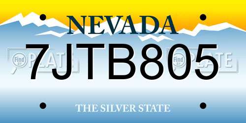 7JTB805 Nevada License Plate