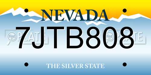 7JTB808 Nevada License Plate