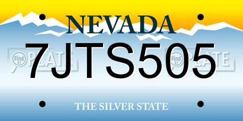 7JTS505 Nevada License Plate