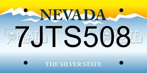 7JTS508 Nevada License Plate