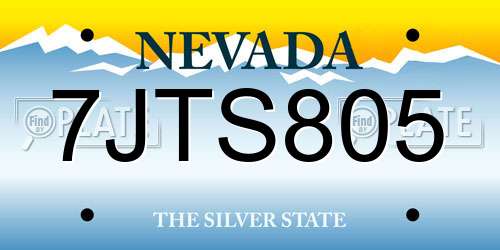 7JTS805 Nevada License Plate