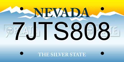 7JTS808 Nevada License Plate