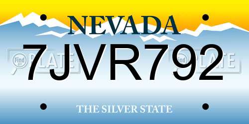 7JVR792 Nevada License Plate