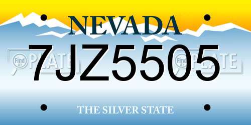 7JZ5505 Nevada License Plate