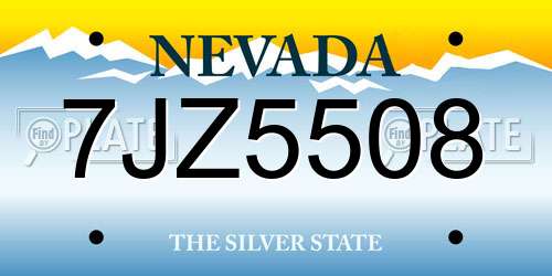 7JZ5508 Nevada License Plate