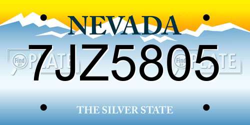 7JZ5805 Nevada License Plate