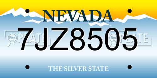 7JZ8505 Nevada License Plate