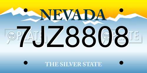 7JZ8808 Nevada License Plate