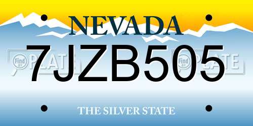 7JZB505 Nevada License Plate