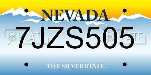 7JZS505 Nevada License Plate