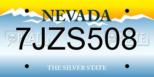 7JZS508 Nevada License Plate