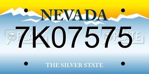 7K07575 Nevada License Plate