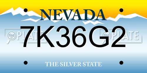7K36G2 Nevada License Plate
