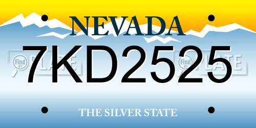7KD2525 Nevada License Plate