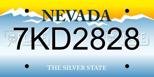 7KD2828 Nevada License Plate
