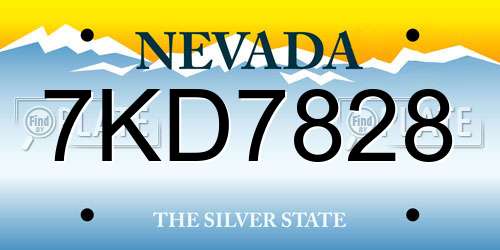 7KD7828 Nevada License Plate