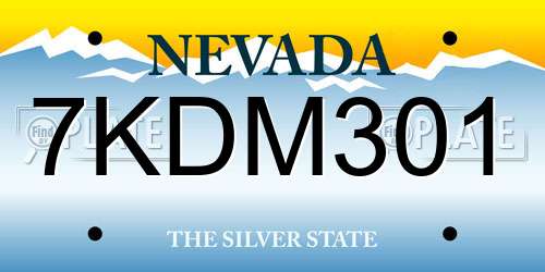 7KDM301 Nevada License Plate