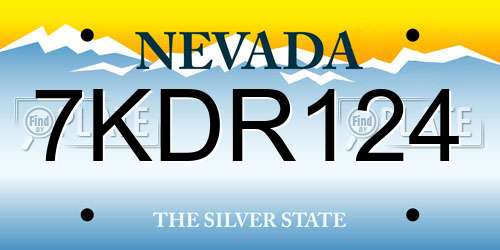 7KDR124 Nevada License Plate