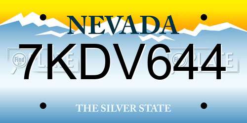 7KDV644 Nevada License Plate