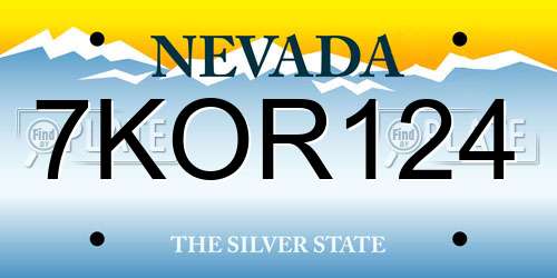 7KOR124 Nevada License Plate