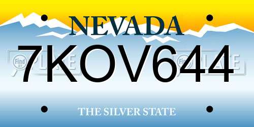 7KOV644 Nevada License Plate