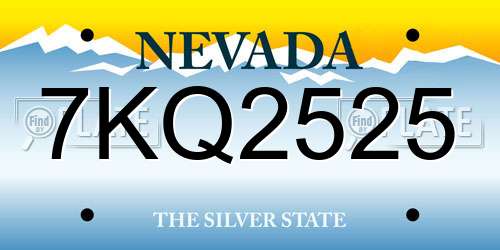 7KQ2525 Nevada License Plate