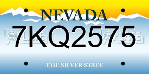7KQ2575 Nevada License Plate