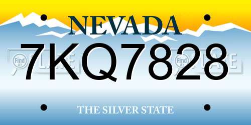 7KQ7828 Nevada License Plate