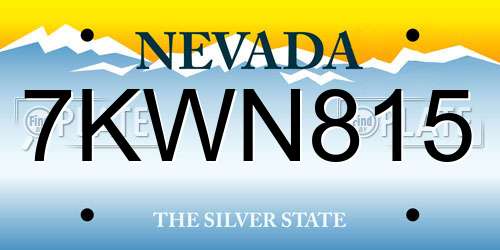 7KWN815 Nevada License Plate