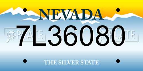 7L36080 Nevada License Plate