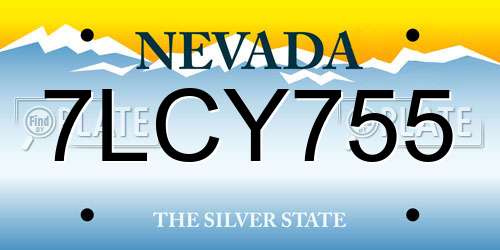 7LCY755 Nevada License Plate