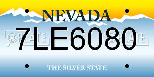 7LE6080 Nevada License Plate