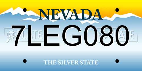 7LEG080 Nevada License Plate