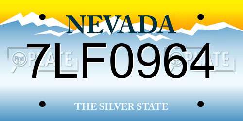7LF0964 Nevada License Plate