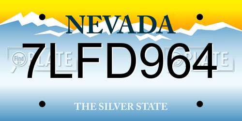 7LFD964 Nevada License Plate