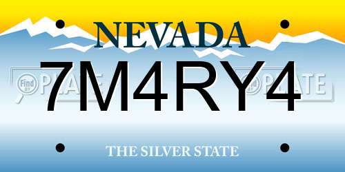 7M4RY4 Nevada License Plate