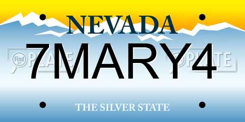 7MARY4 Nevada License Plate