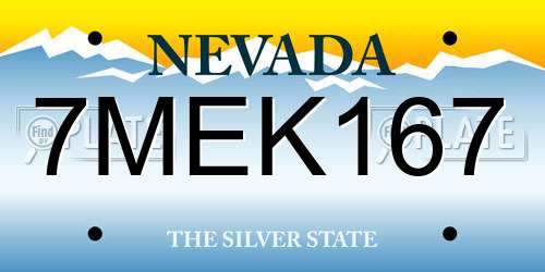 7MEK167 Nevada License Plate