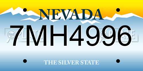 7MH4996 Nevada License Plate