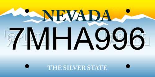 7MHA996 Nevada License Plate