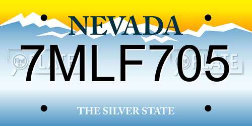 7MLF705 Nevada License Plate