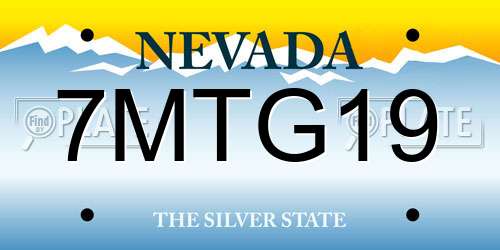 7MTG19 Nevada License Plate